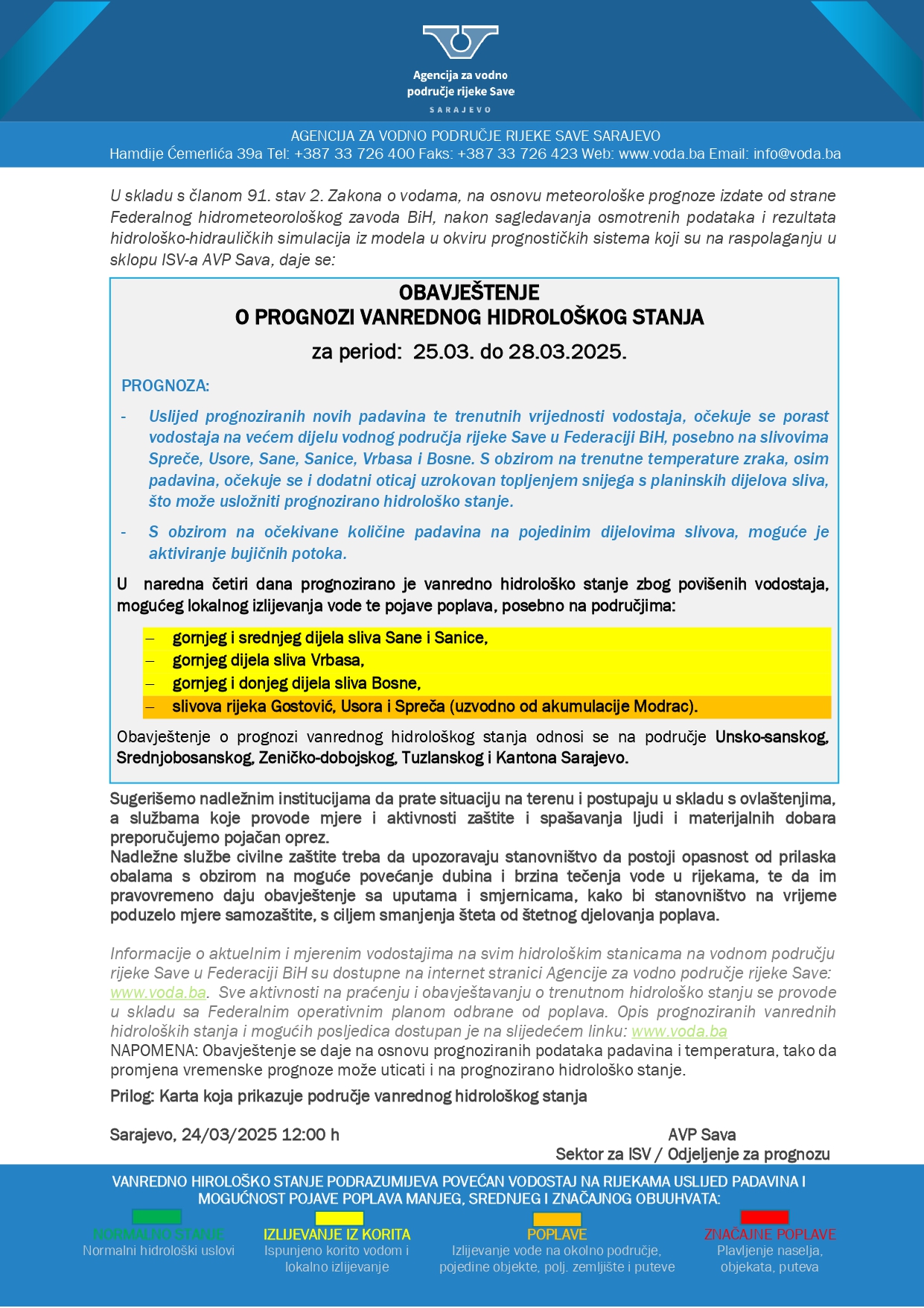 Obavjestenje o prognozi vanrednog hidroloskog stanja za period 25 03 28 03 page 0001